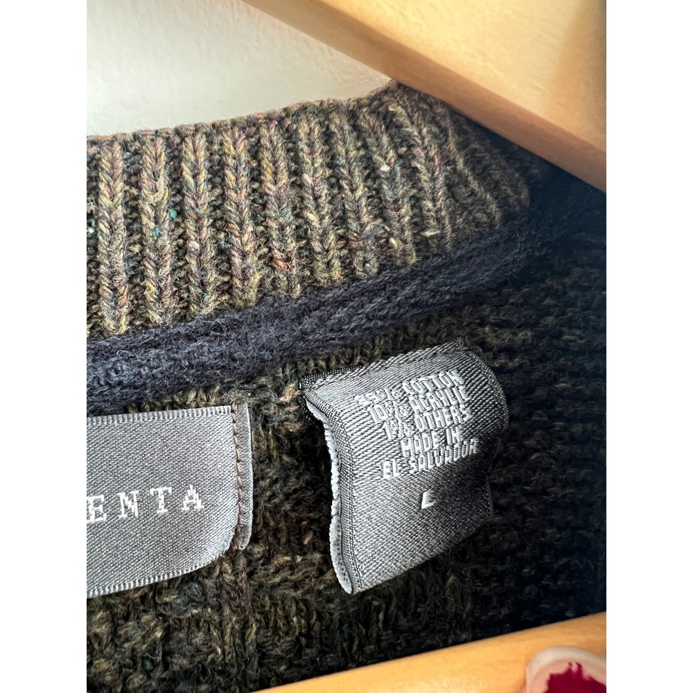 Oscar de la Renta L Green Cable Knit Crewneck Sweater 90s Dadcore Old Money - Picture 7 of 8
